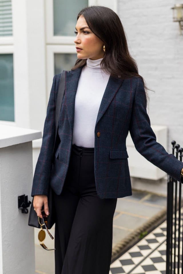 Paul Andrew Paul Andrew Women's Madrid Tweed Tailored Fit Blazer in Navy - 2