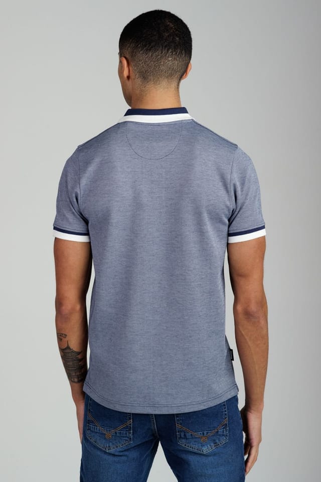 Firetrap Firetrap Men's Regular Fit Cotton Rich Jacquard Polo in Navy - 2