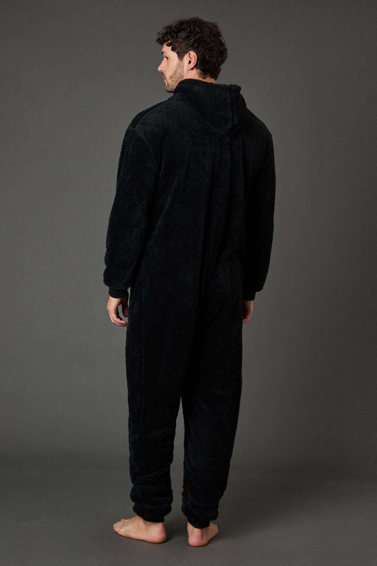 Maine Maine Men's Black Sherpa Hooded Onesie - 4