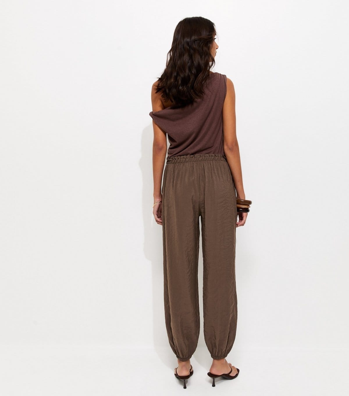 New Look Women's Dark Brown Tapered Cuff Drawstring Trousers New Look - 4