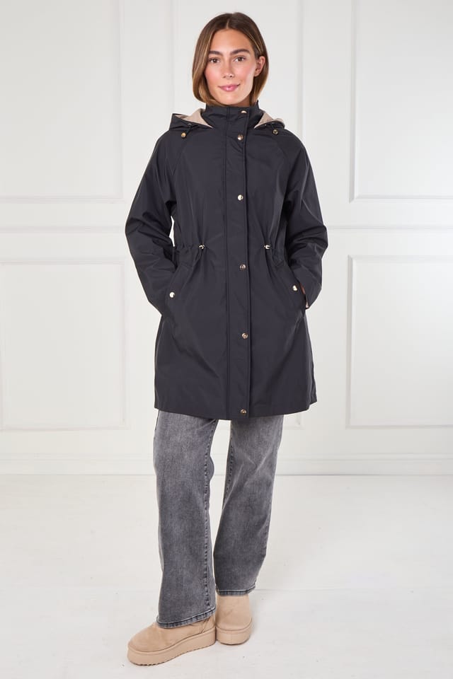 Love Sunshine Love Sunshine Women's Black & Stone Drawstring Reversible Parka - 3