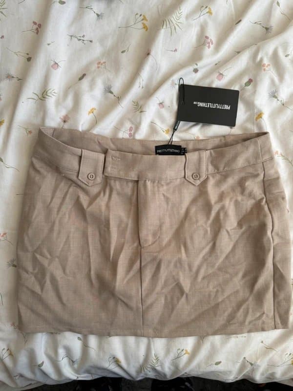 PrettyLittleThing (a)  stone plt prettylittlething tan skirt (a)