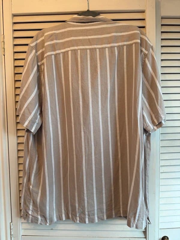 New Look New Look Linen Blend Striped Shirt Short Sleeve 2XL