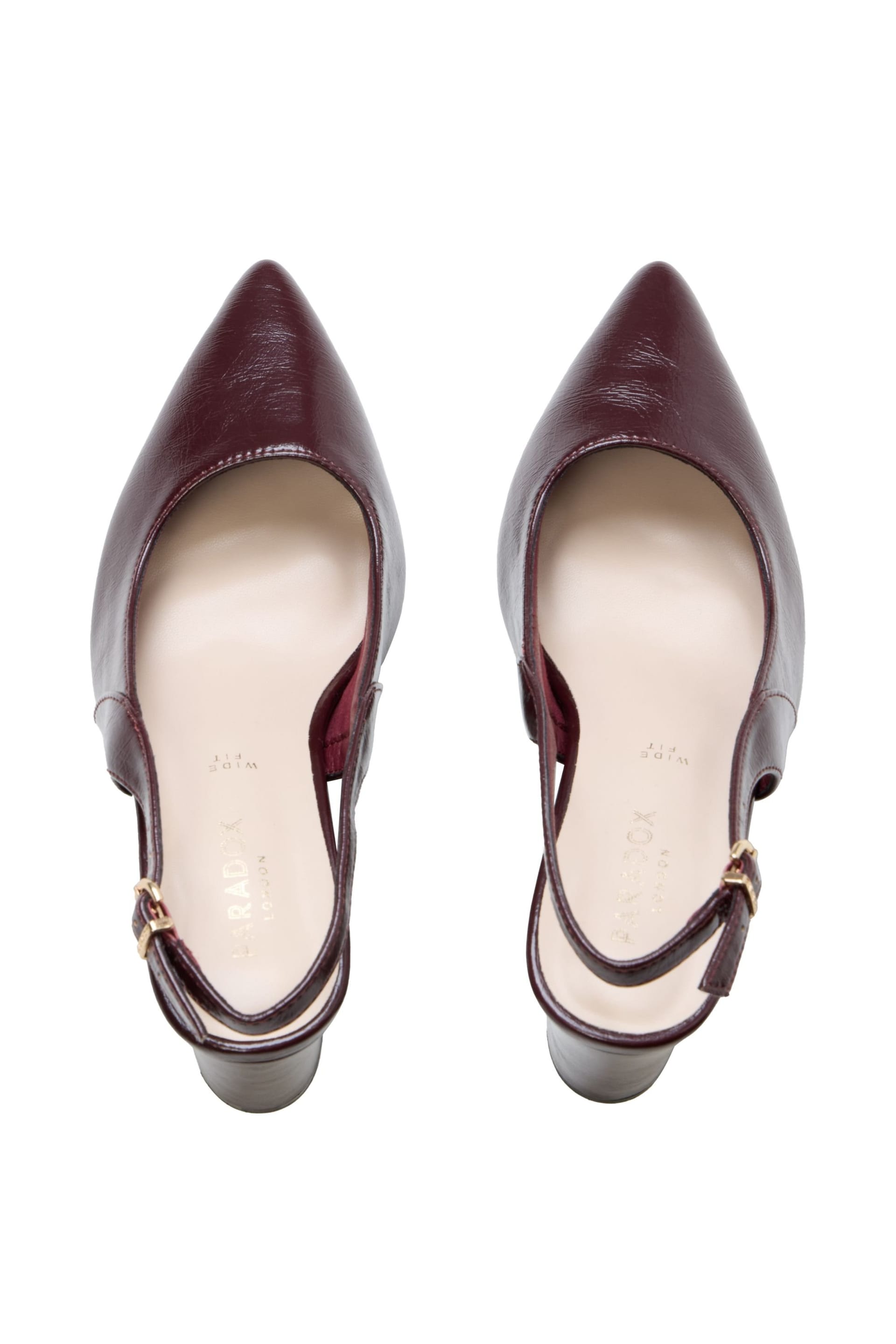 Paradox London Paradox London Women's Giana' Wide Fit Block Heel Slingback Shoes in Burgundy - 4