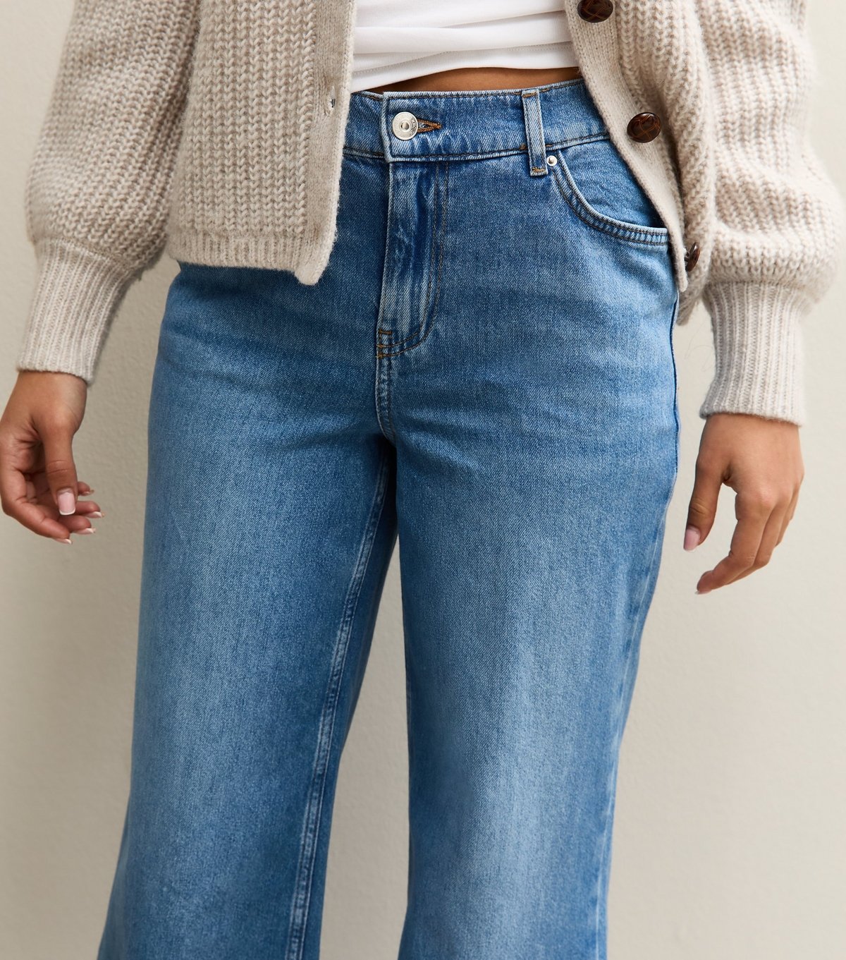 New Look Women's Petite Light Blue Elasticated Back Wide Leg Jeans New Look - 4