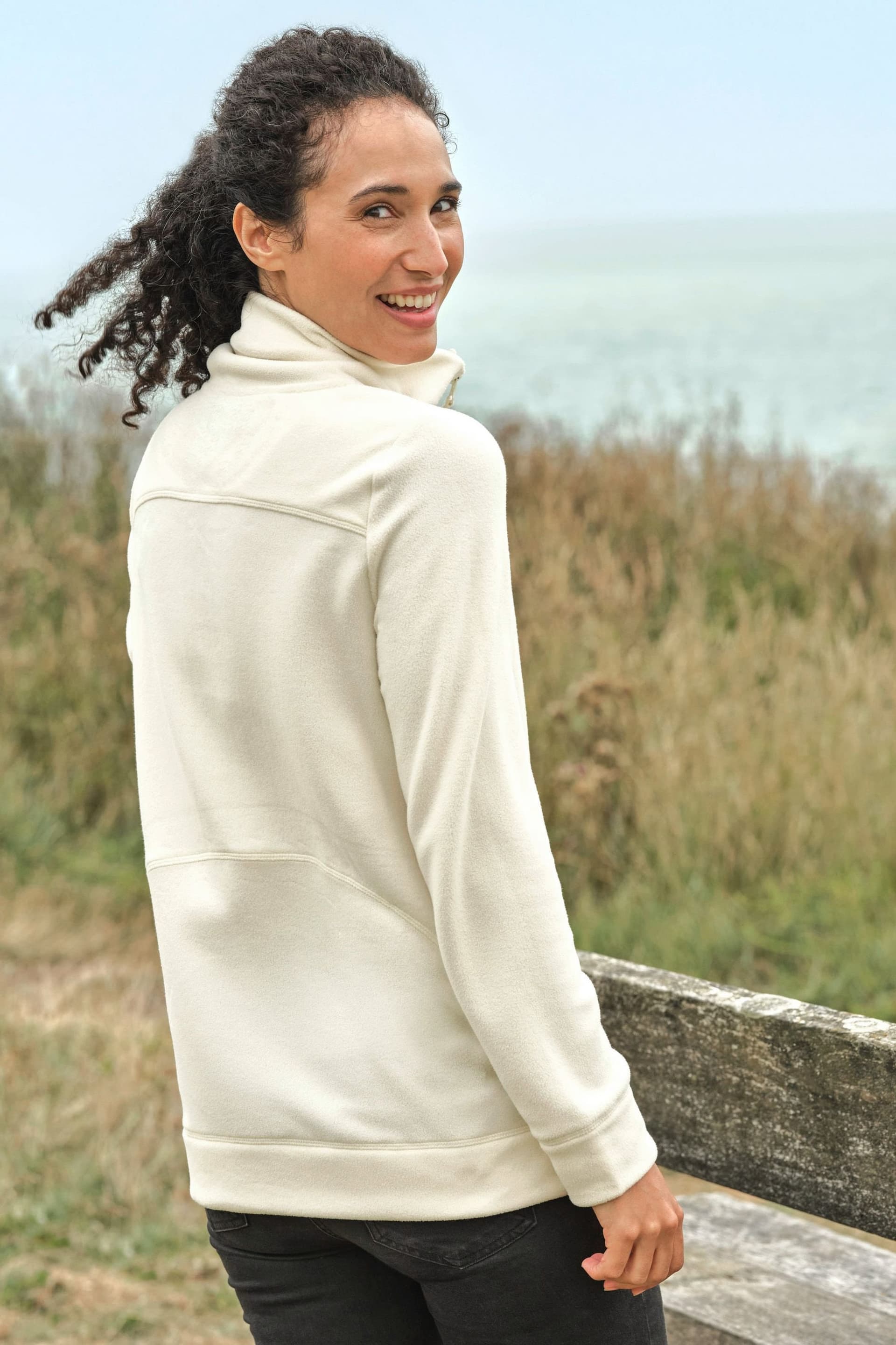 WoolOvers WoolOvers Women's Grasmere Zip Neck Fleece Tunic in Cream