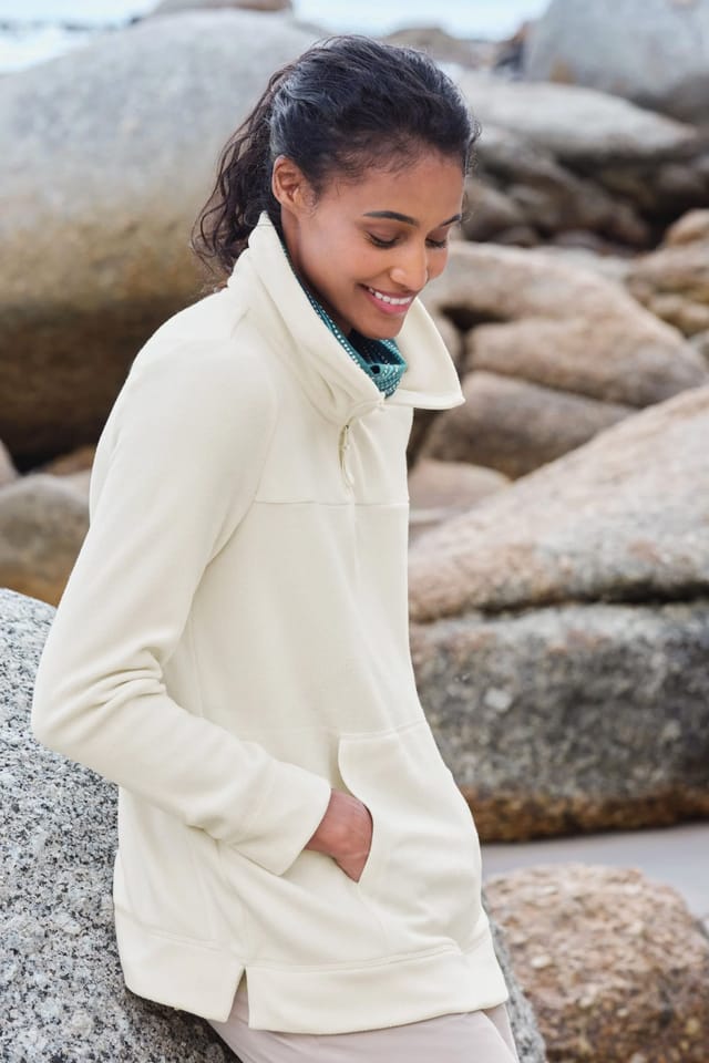 WoolOvers WoolOvers Women's Grasmere Zip Neck Fleece Tunic in Cream - 2