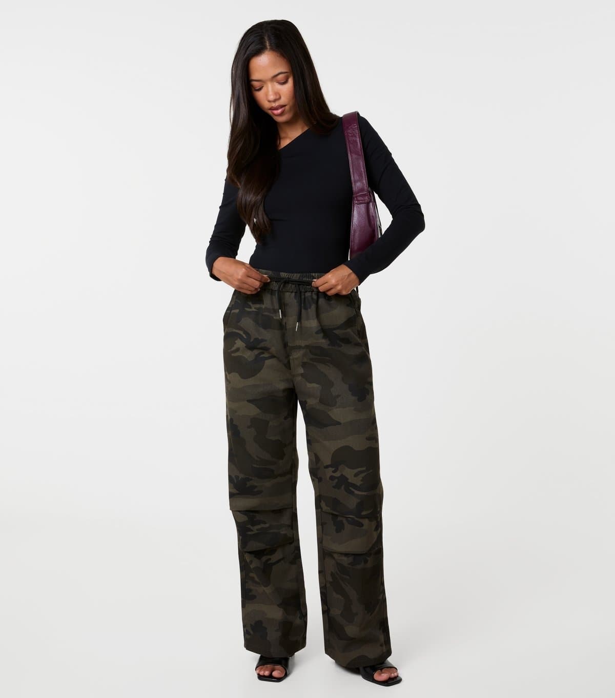 Pink Vanilla Women's Light Khaki Camo Drawstring Trousers Pink Vanilla New Look