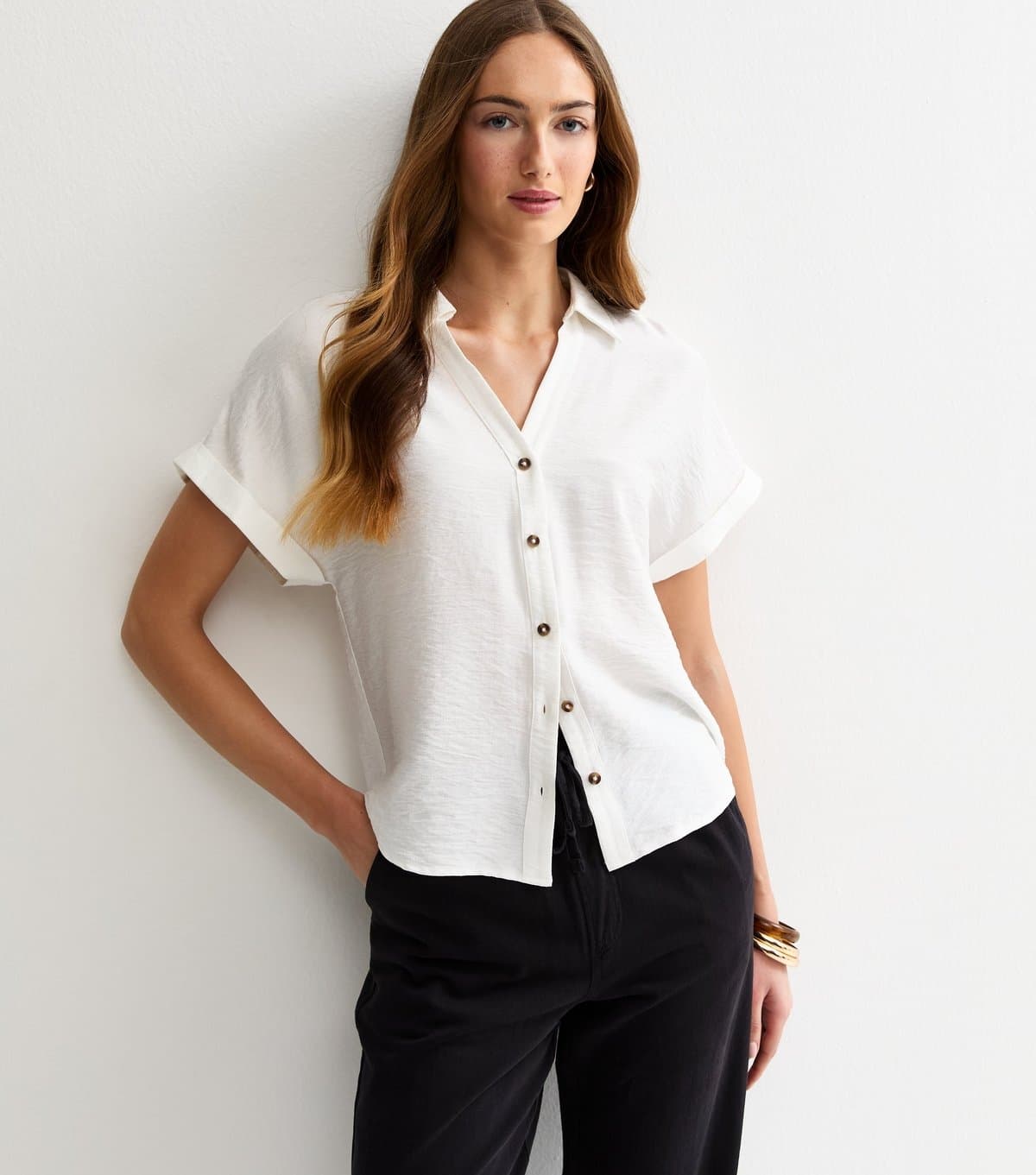 New Look New Look White Relaxed Short Sleeve Shirt