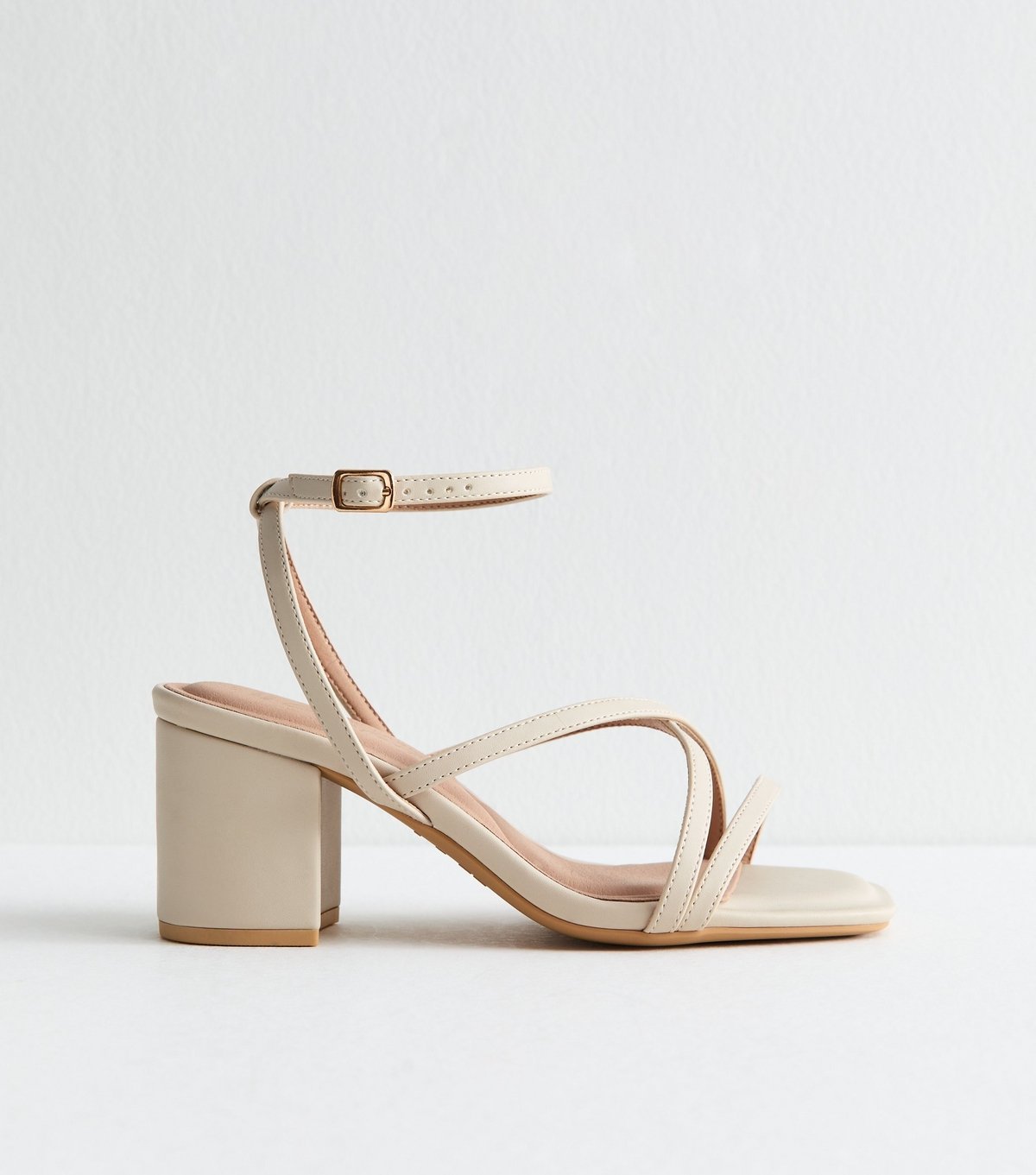 New Look Women's Extra Wide Fit Off White Block Heel Multi Strap Sandals Vegan New Look - 2