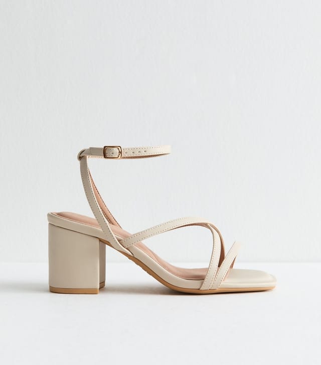 New Look Women's Extra Wide Fit Off White Block Heel Multi Strap Sandals Vegan New Look - 2