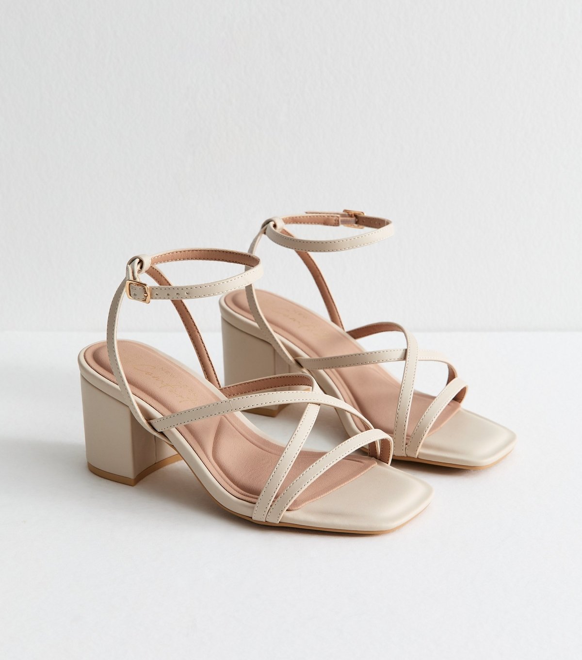 New Look Women's Extra Wide Fit Off White Block Heel Multi Strap Sandals Vegan New Look - 4