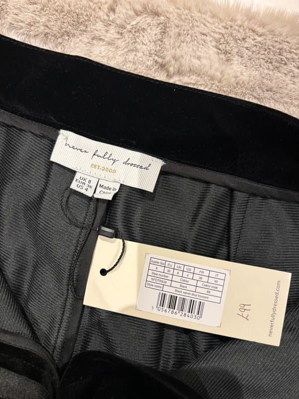 Never Fully Dressed Woman’s Never Fully Dressed black velvet trousers
