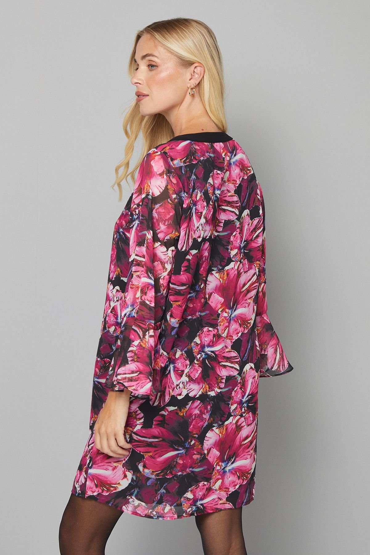 Wallis Wallis Women's Petite Floral Zip Front Shift Dress in Pink - 3