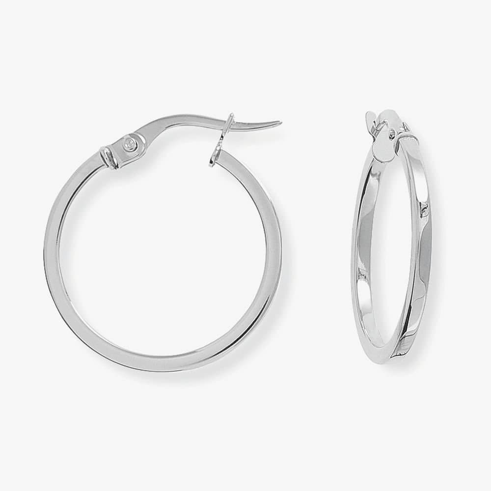 T.H.Baker T.H.Baker Silver 9ct White Gold Hoop Earrings