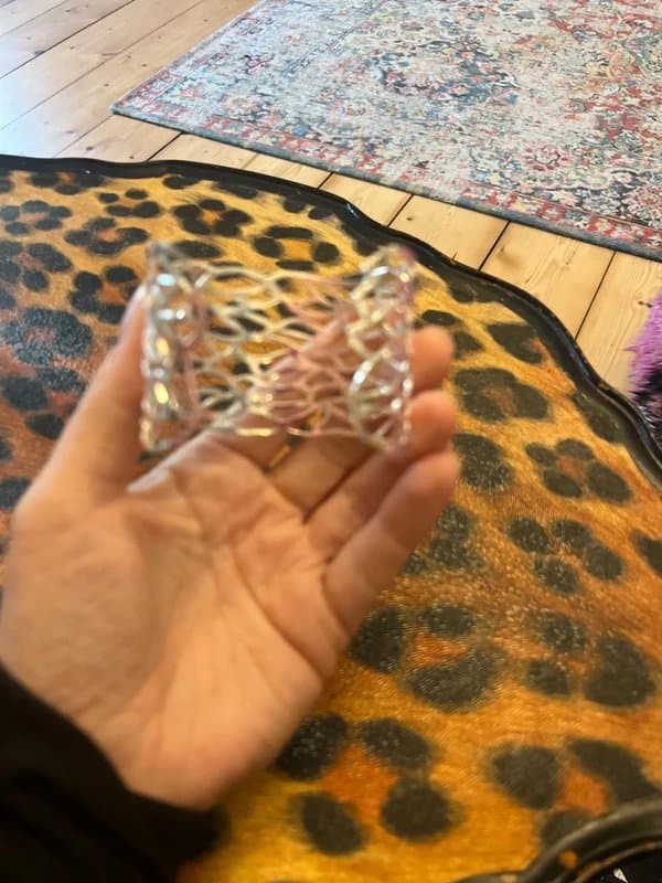 Source Unknown Lovely silver cuff bracelet bangle lattice effect