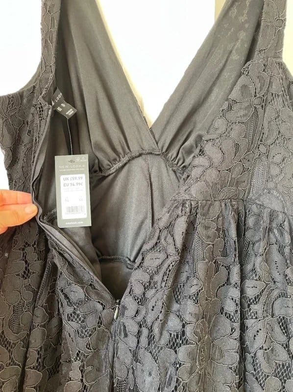 New Look, Black lace midi dress, size 16
