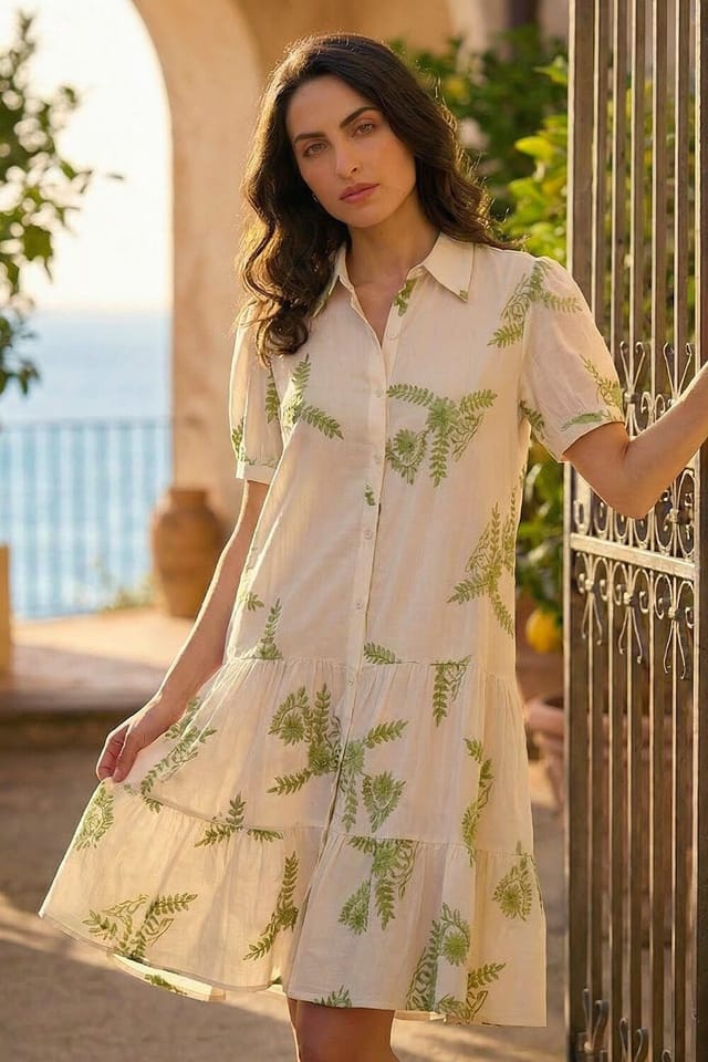 Dusk Dusk Women's Embroidered Tunic Dress in Ecru - 2
