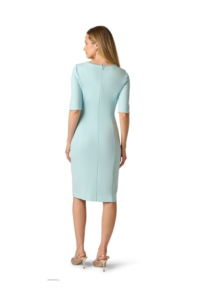 Adrianna Papell Adrianna Papell Women's Split Sleeve Midi Crepe Dress in Blue - 3