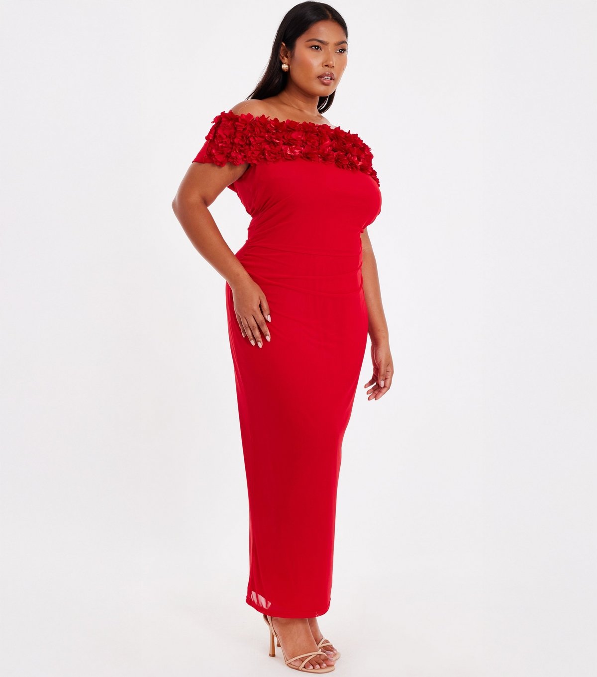 Quiz Women's Curve Red Floral Strapless Midaxi Dress Quiz New Look - 2