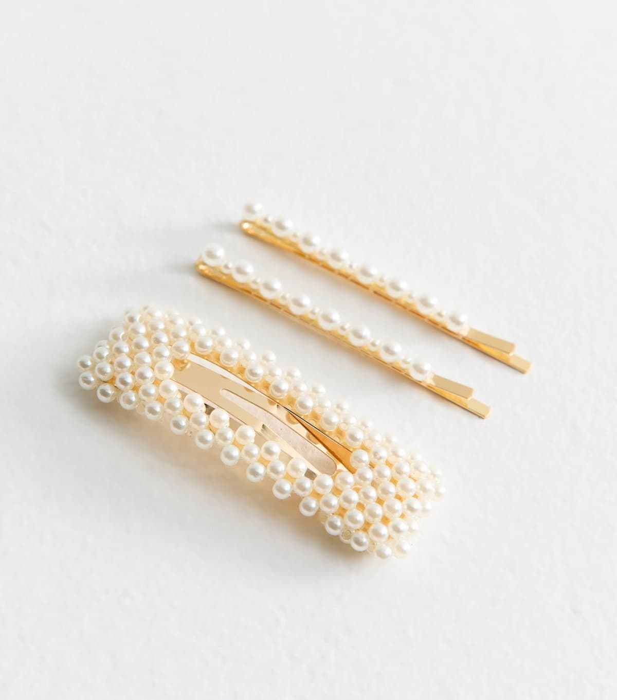 New Look Pack of 3 Faux Pearl Rectangular Hair Slides New Look