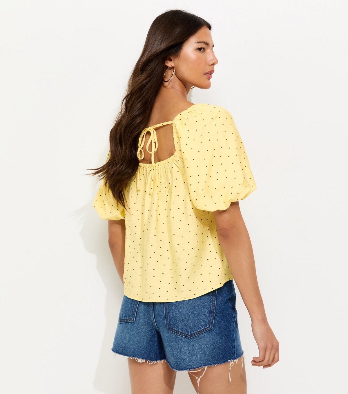 New Look Women's Light Yellow Square Neck Polka Dot Blouse New Look - 4