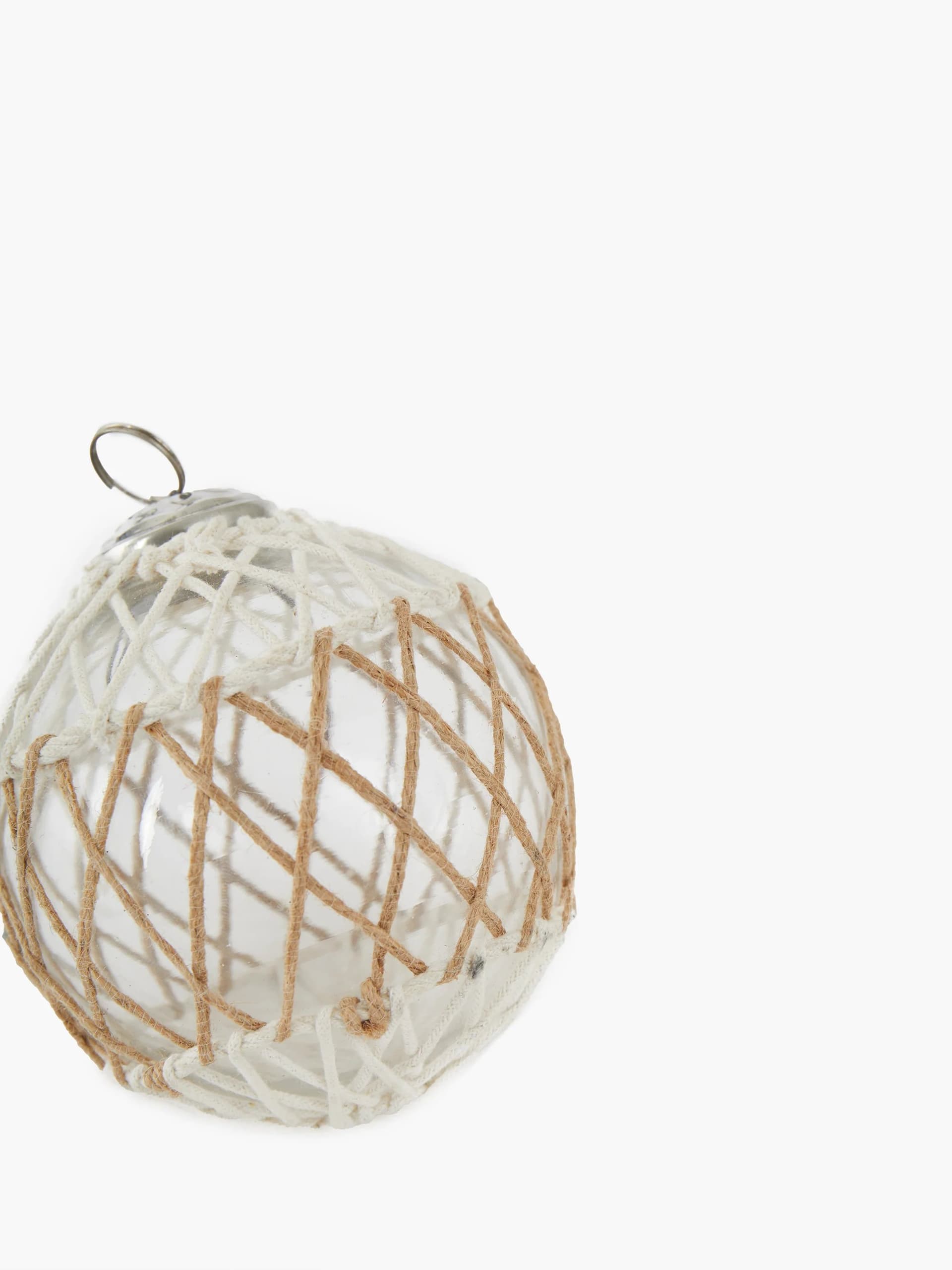 French Connection Roped Clear Orb Bauble Ornament Clear