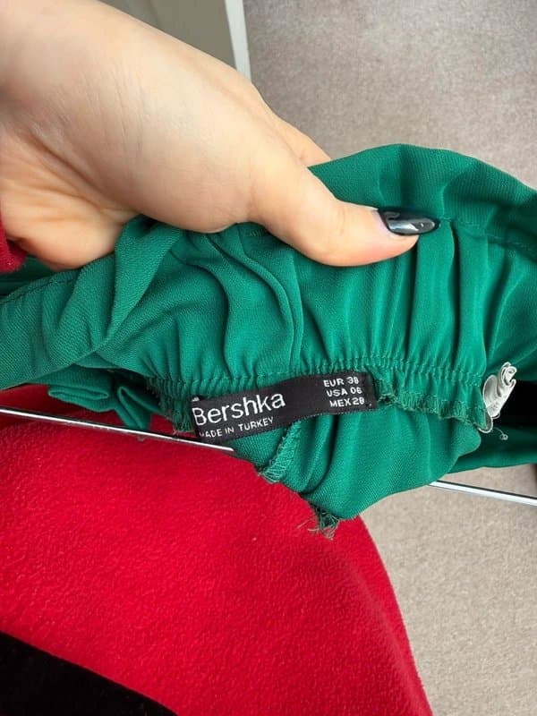 Bershka Bershka chiffon wide leg green trousers