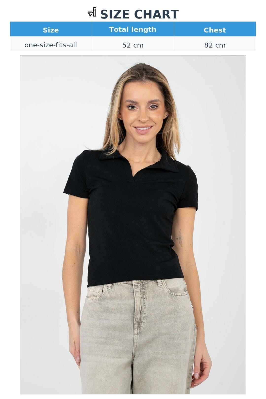 Love Lace Love Lace Women's Viscose Elastane Polo Blouse Short Sleeve in Black - 4