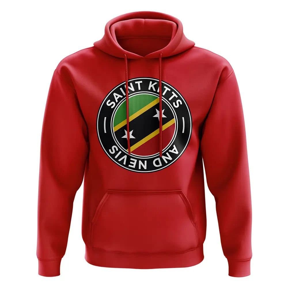 St Kitts and Nevis St Kitts and Nevis Men's Personalised Saint Kitts and Nevis Football Badge Hoodie in Red
