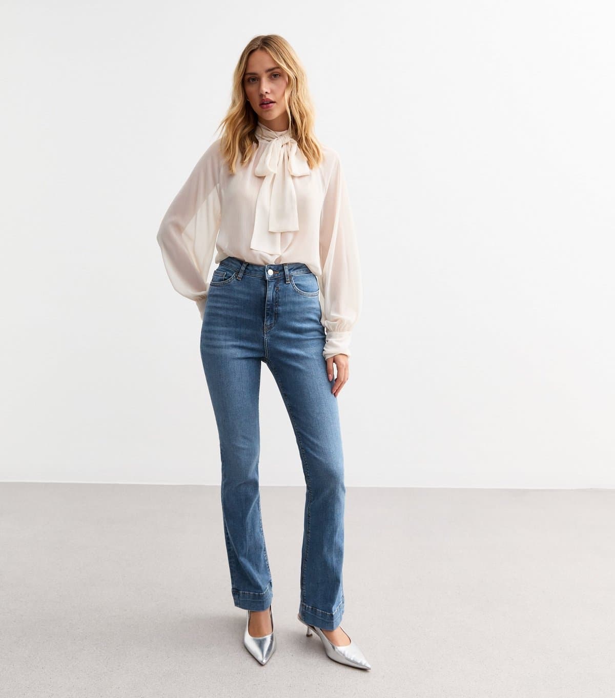 New Look New Look Blue Mid-Rise Flared Jeans