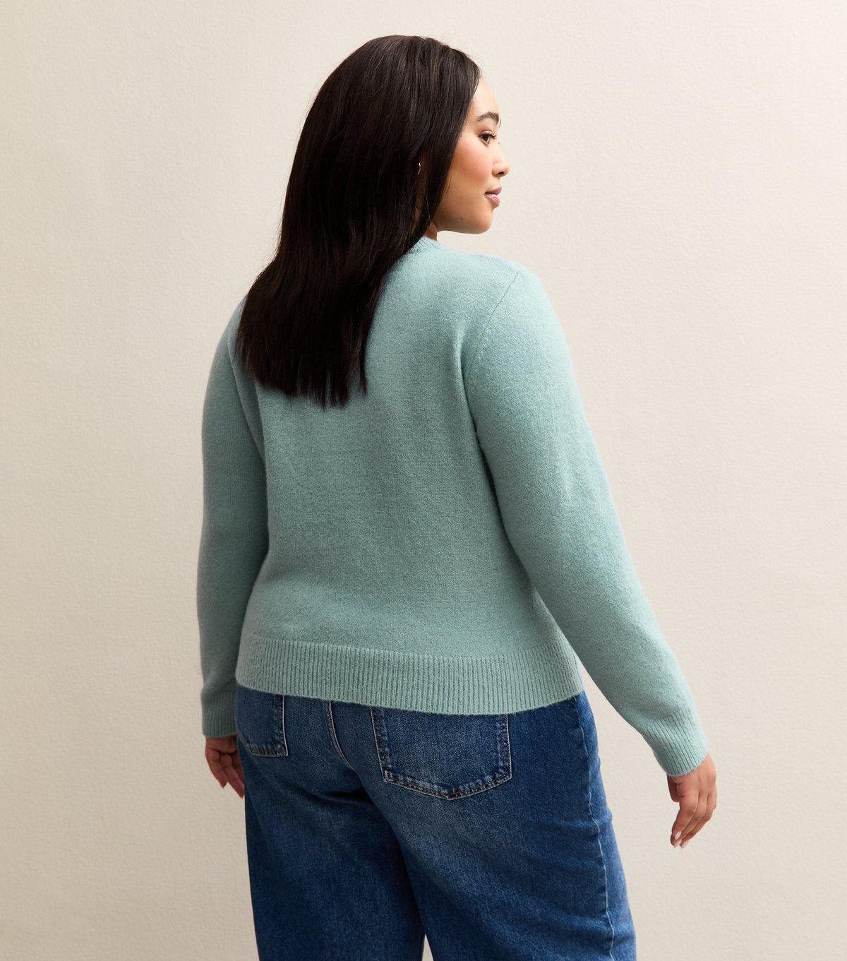 New Look Women's Plus Size Light Blue Crew Neck Jumper Curves New Look - 4
