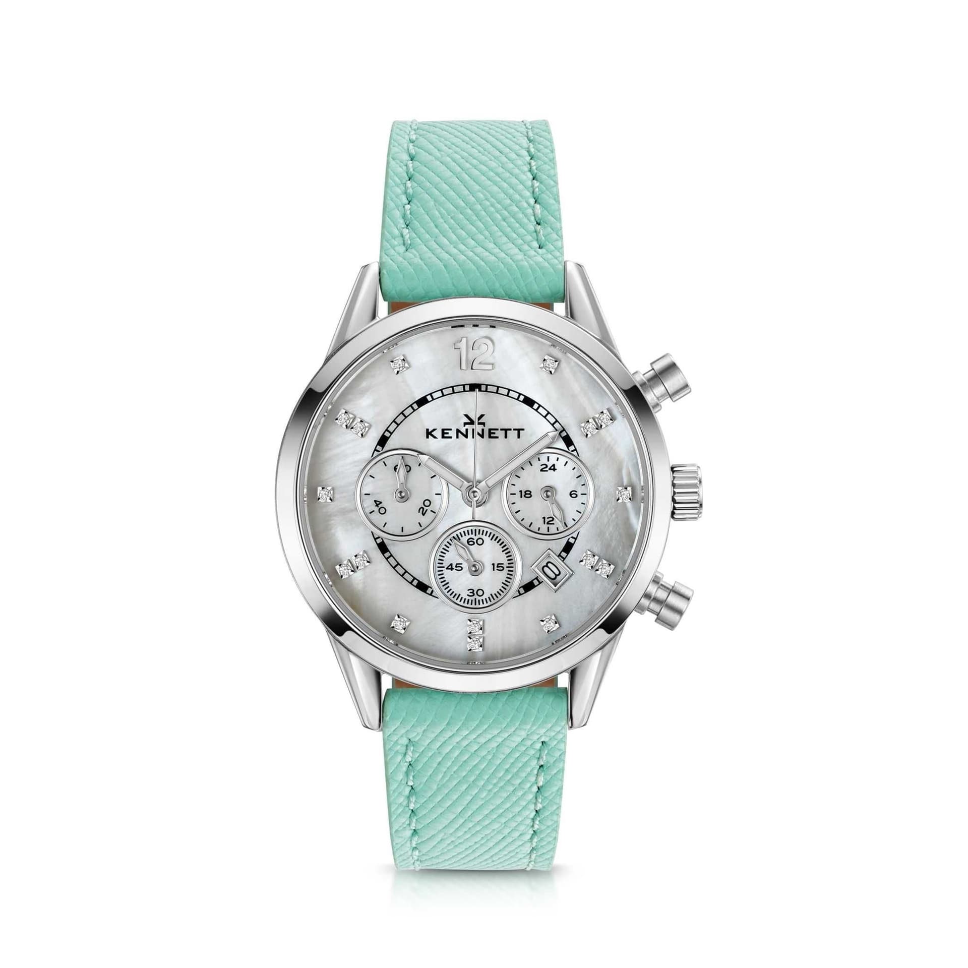 Kennett Kennett Women's Lady Savro Chronograph Watch - Mother of Pearl Dial, 34mm in Aqua