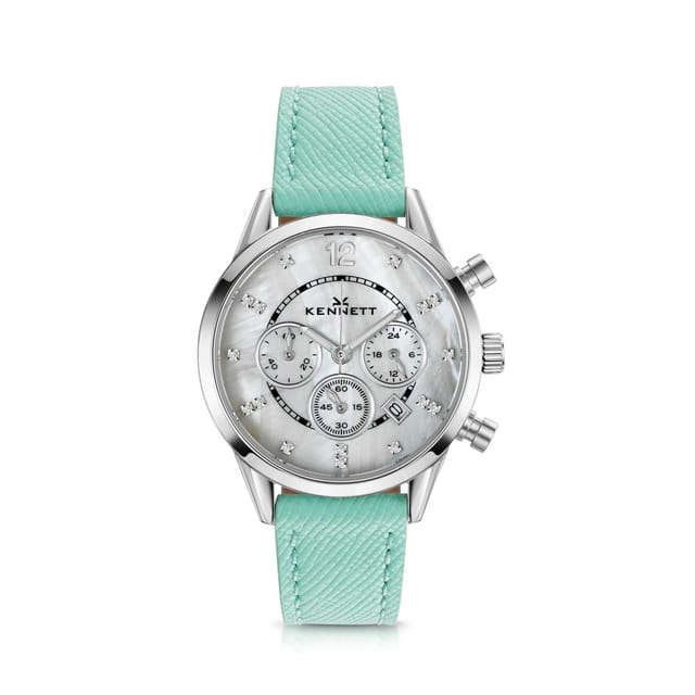 Kennett Kennett Women's Lady Savro Chronograph Watch - Mother of Pearl Dial, 34mm in Aqua - 2