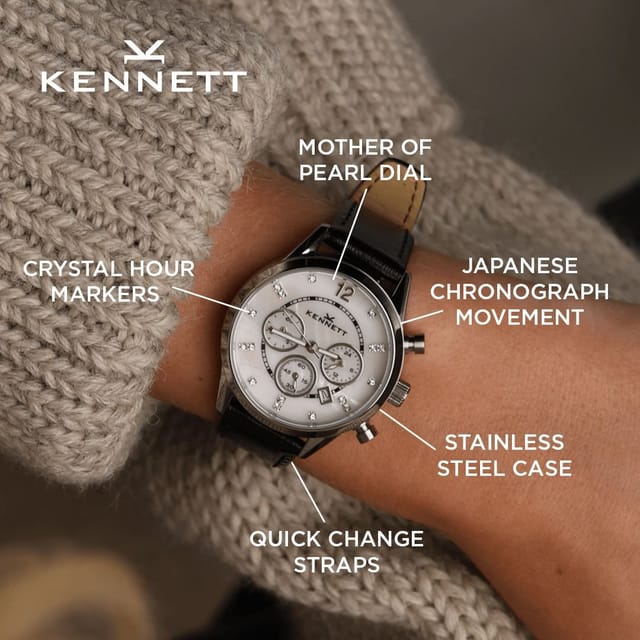Kennett Kennett Women's Lady Savro Chronograph Watch - Mother of Pearl Dial, 34mm in Aqua - 3