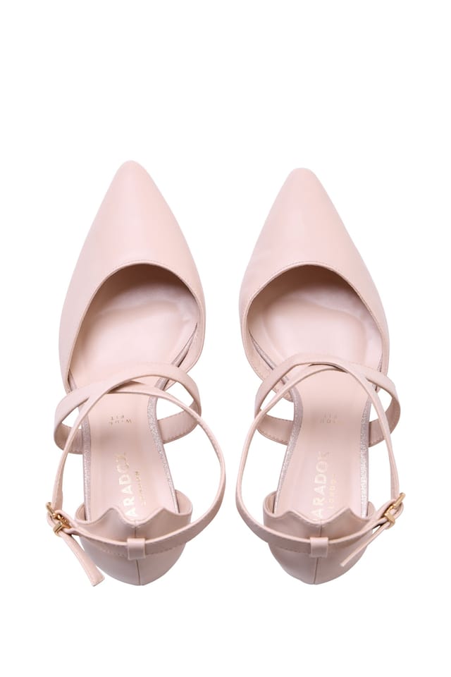 Paradox London Paradox London Women's 'Ffion' Wide Fit Mid Block Heel Cross Strap Court Shoe in Nude - 3
