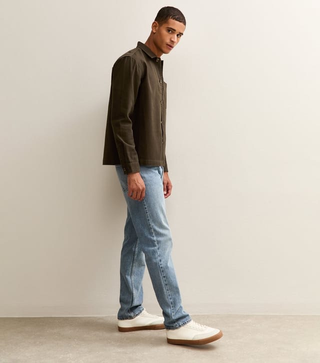 New Look Men's Dark Brown Boxy Heavyweight Twill Overshirt New Look - 3