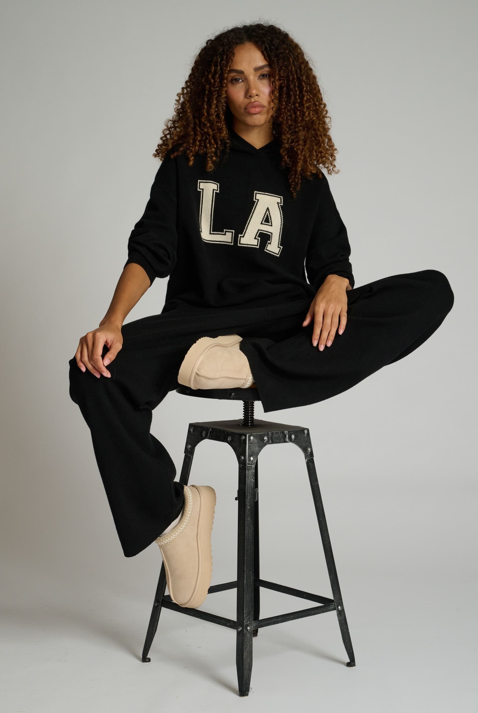 South Beach South Beach Black Knit Hoodie for Women