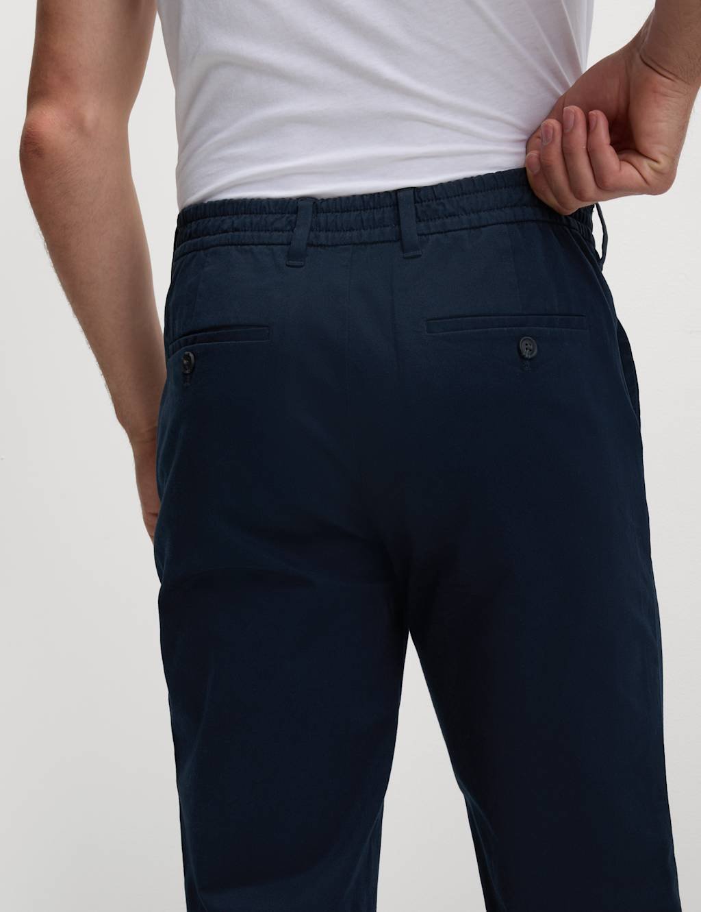 Marks & Spencer M&S Regular Fit Elasticated Waist Chinos Navy - 2
