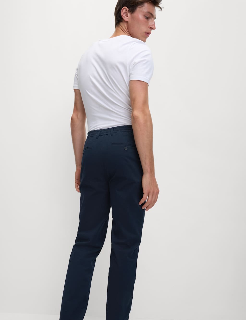 Marks & Spencer M&S Regular Fit Elasticated Waist Chinos Navy - 3