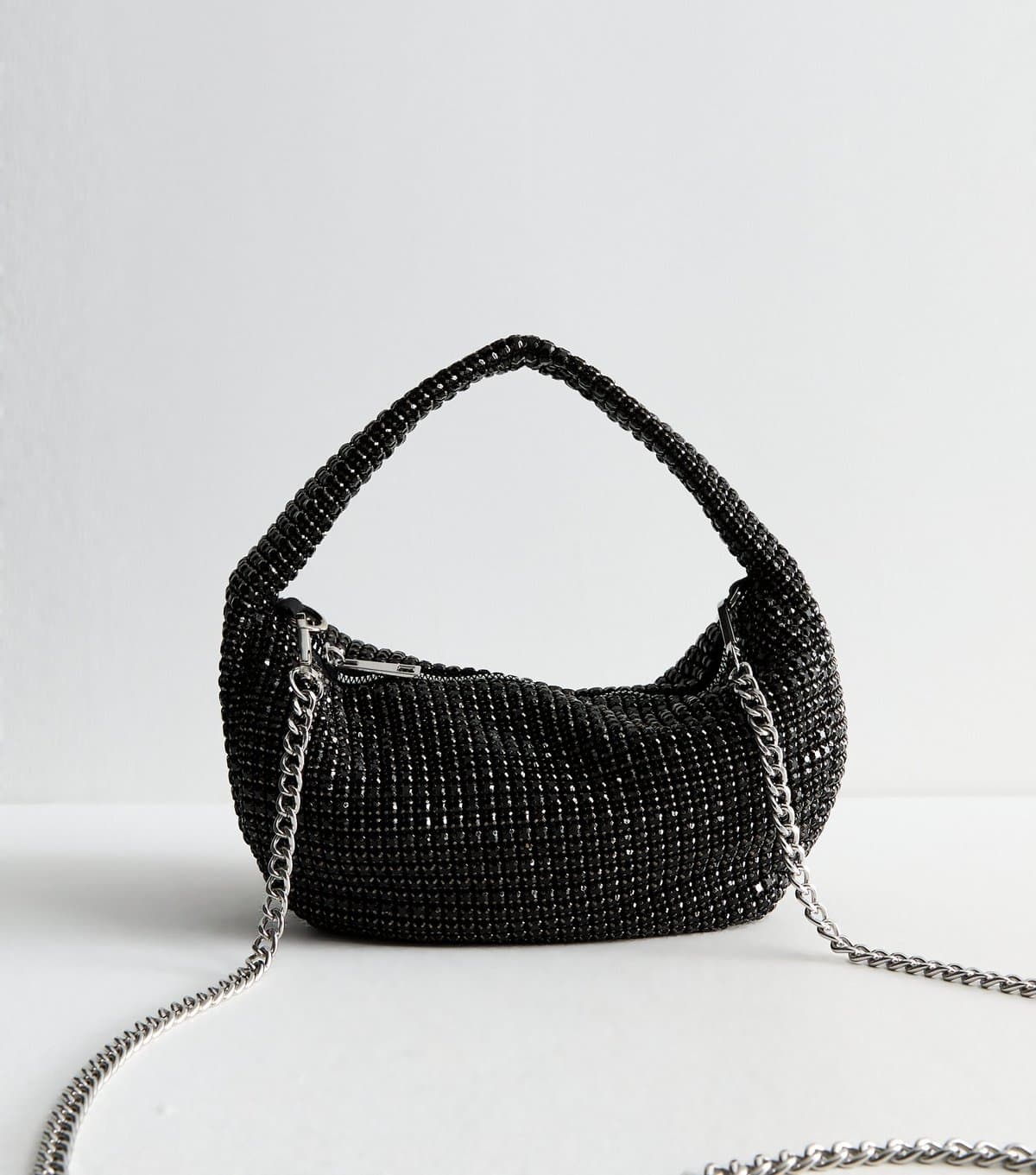 New Look Black Rhinestone Embellished Grab Handle Bag New Look