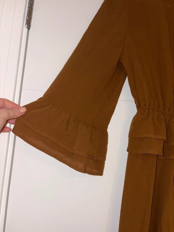 Never Fully Dressed Never Fully Dressed Brown Long Sleeve Fully Midaxi Dress Size 10 gypsy boho party summer wedding