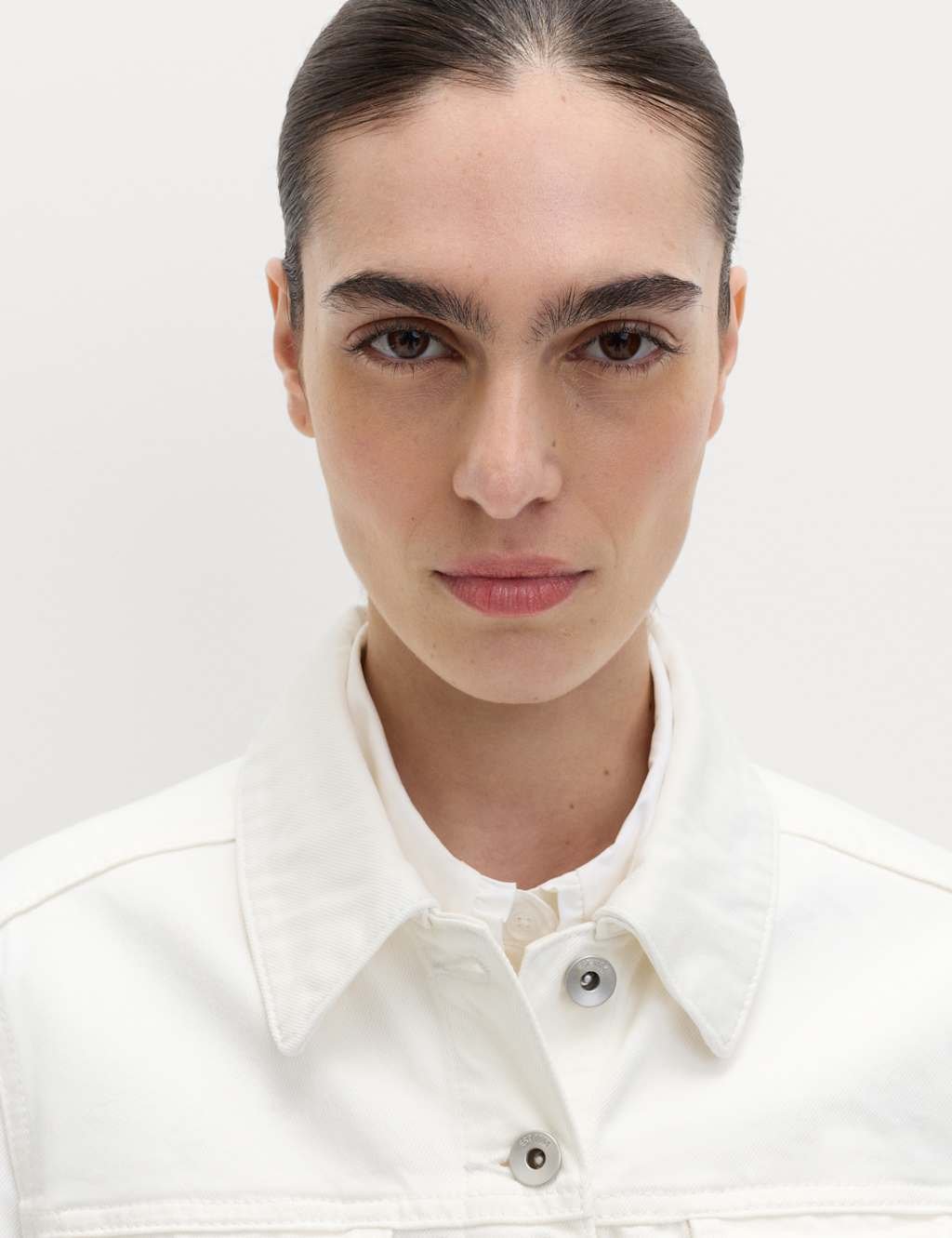 Marks & Spencer M&S Denim Collared Short Trucker Jacket Soft White - 4