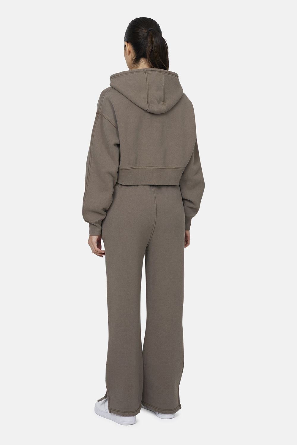 Good For Nothing Good For Nothing Women's Cropped Zip Through Hoodie in Taupe - 2