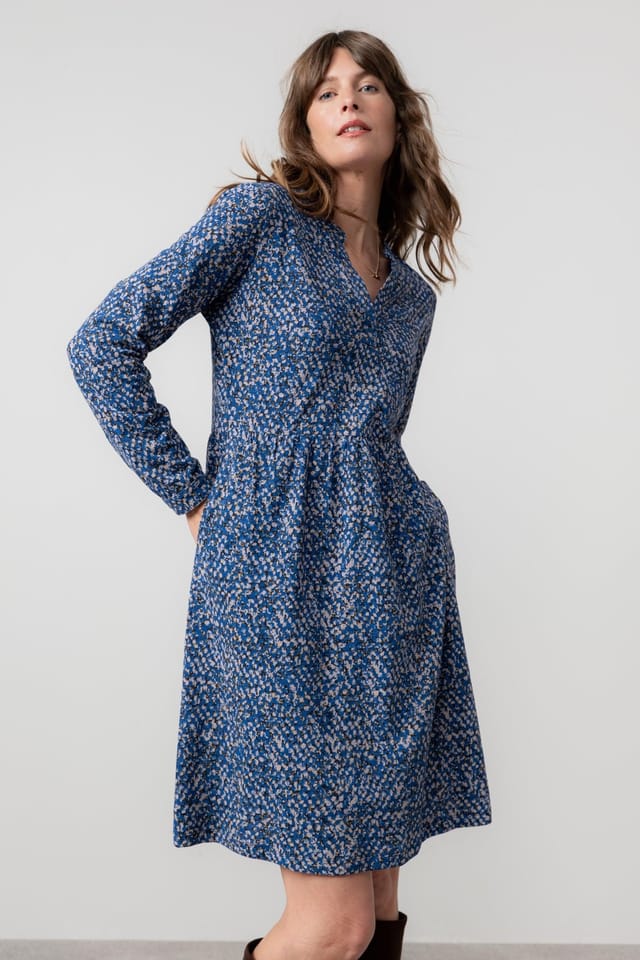 Lily & Me Lily & Me Women's Fable Cotton Jersey Relaxed fit Dress with Long Sleeves in Cobalt - 2