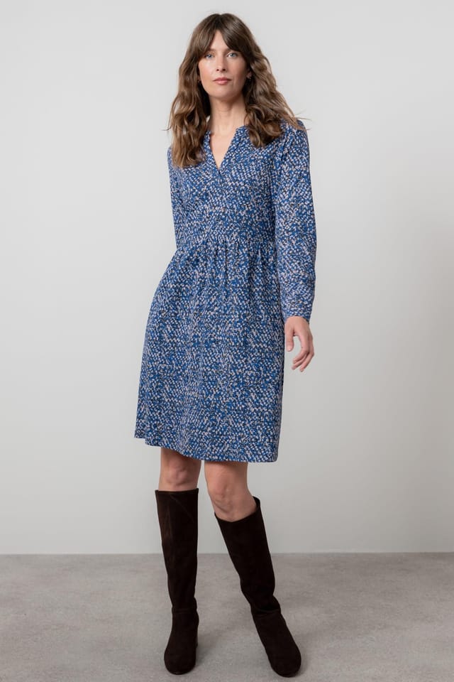 Lily & Me Lily & Me Women's Fable Cotton Jersey Relaxed fit Dress with Long Sleeves in Cobalt - 3