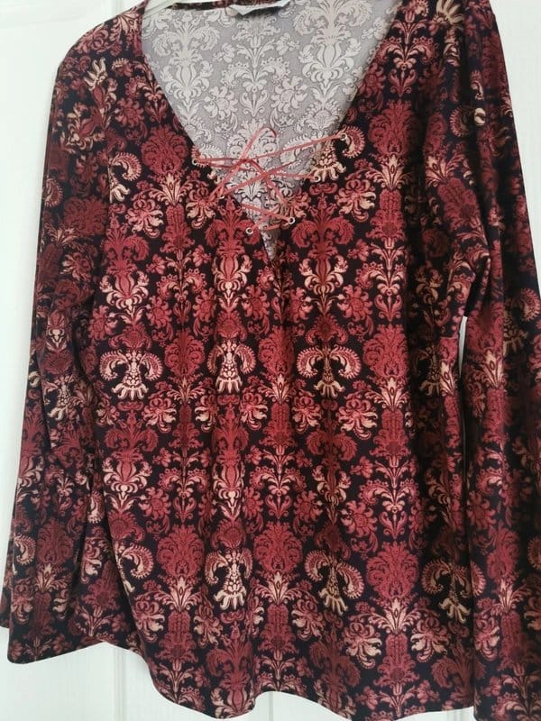 New Look Burgundy Floral Long Sleeve Top