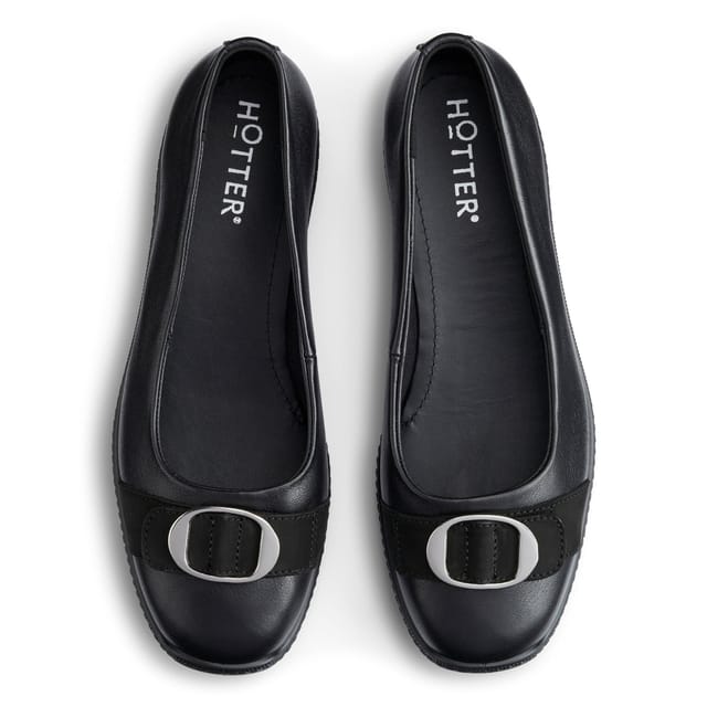 Hotter Hotter Women's Wide Fit 'Grace' Ballet Pumps in Black - 3