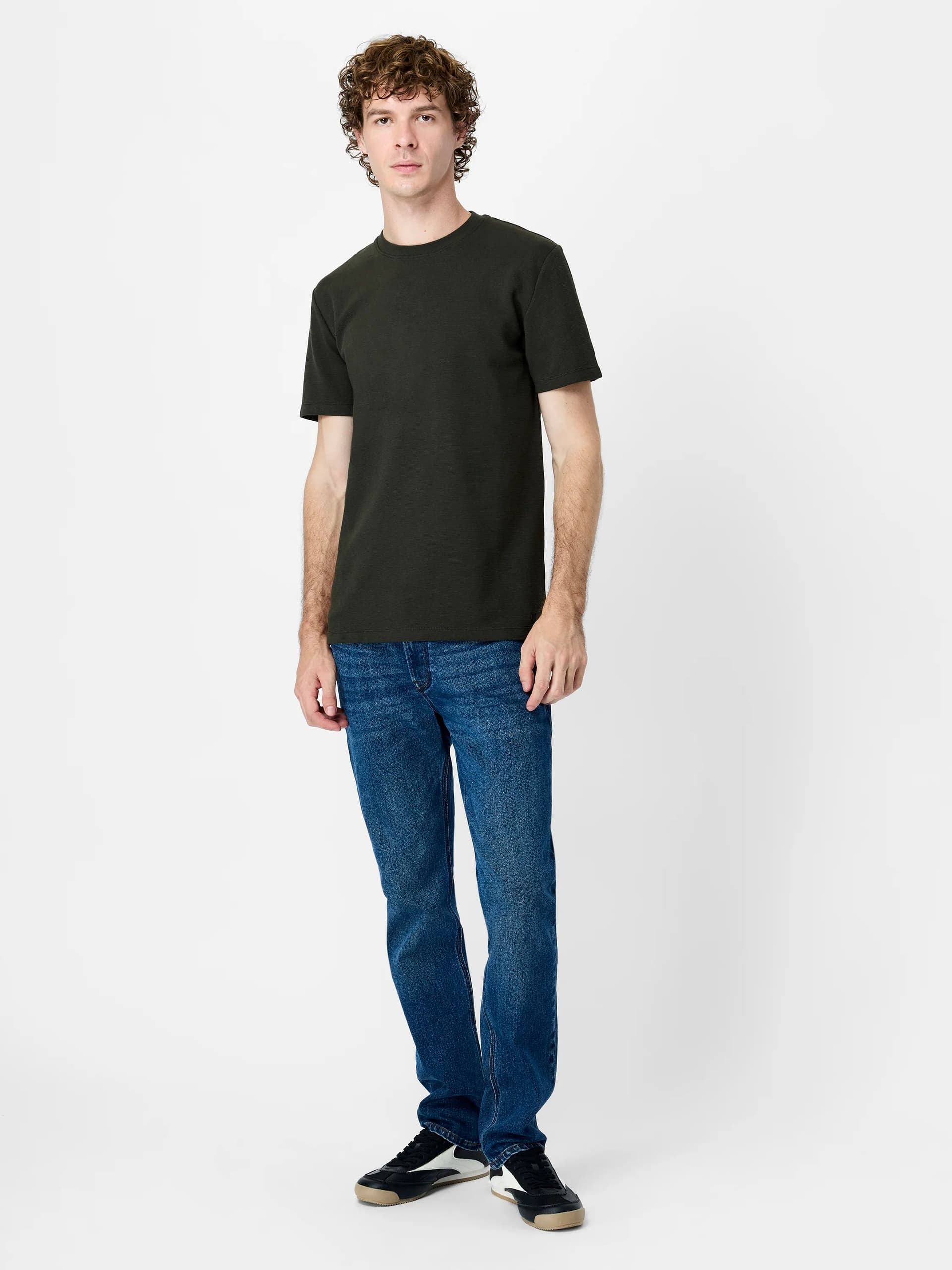 French Connection Dark Green Micro Ottoman Crew Neck T-Shirt Dark Green