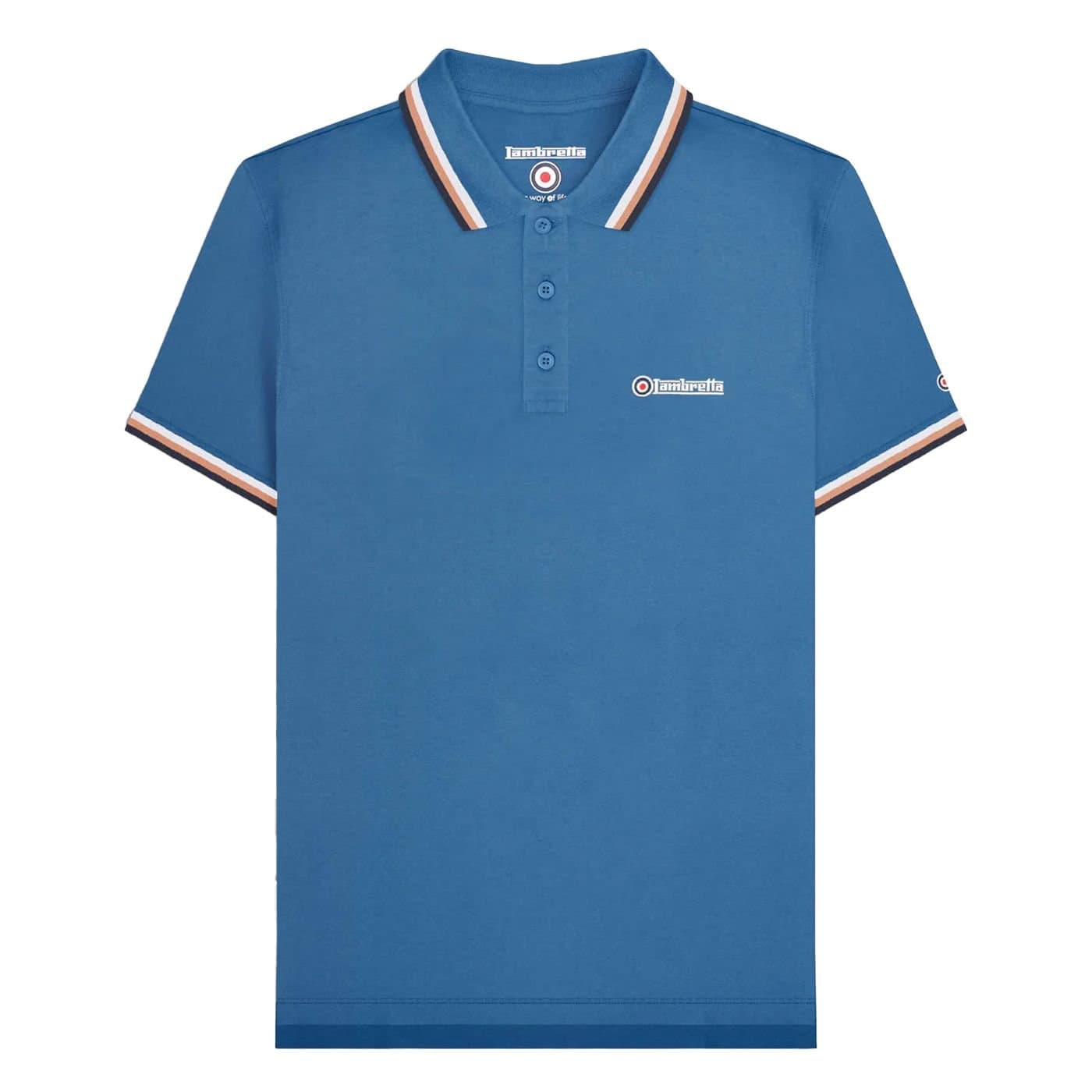Lambretta Lambretta Men's SS25 Triple Tipped Big & Tall Polo Shirt in Baby Blue